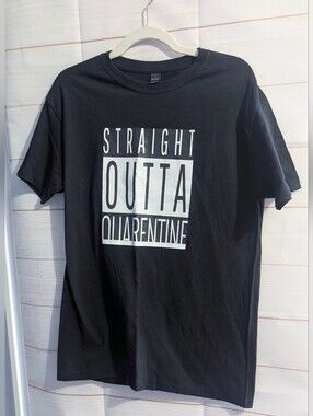 2020 Nostalgia Black "Straight Outta Quarantine" Graphic Tee - Men Size Medium